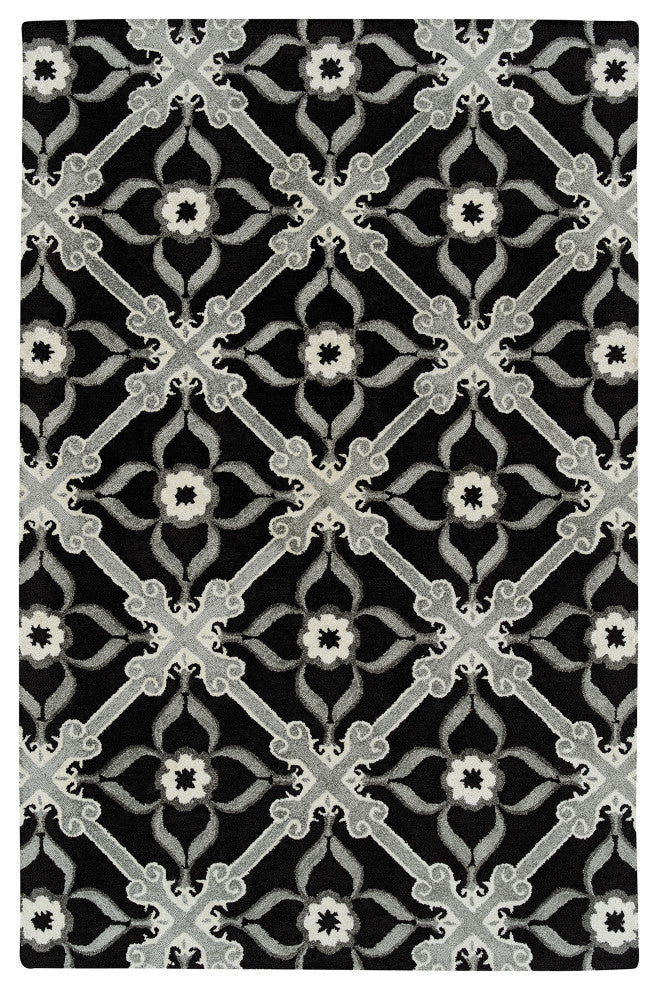 Kaleen Peranakan Tile Collection Black 5' x 8' Rug