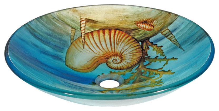Tempered Glass 1/2" Thick, 17.7" Diameter, 4.3" With Chrome Pop-Up Drain