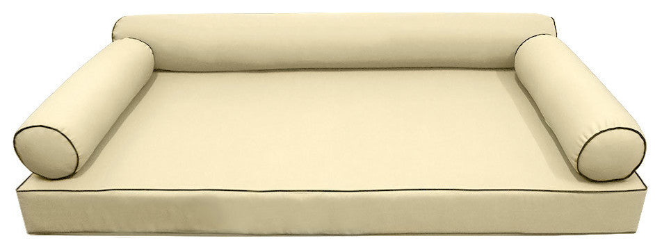 Style6 Queen Contrast Pipe Outdoor Mattress Bolster SlipCover COMPLETE SET AD103