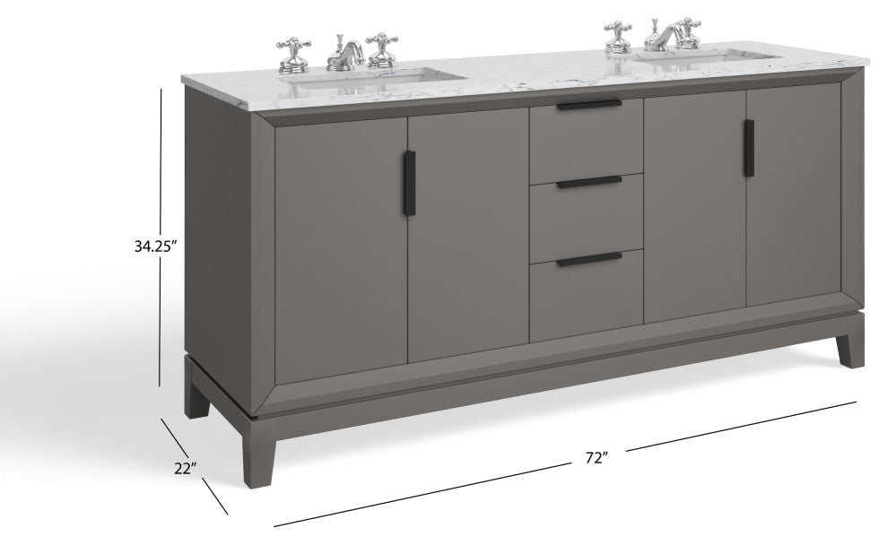 The Ezra Bathroom Vanity, Cashmere Gray, 72", Double Sink, Freestanding