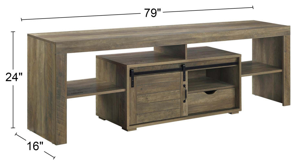 Acme Wasim TV Stand Rustic Oak Finish