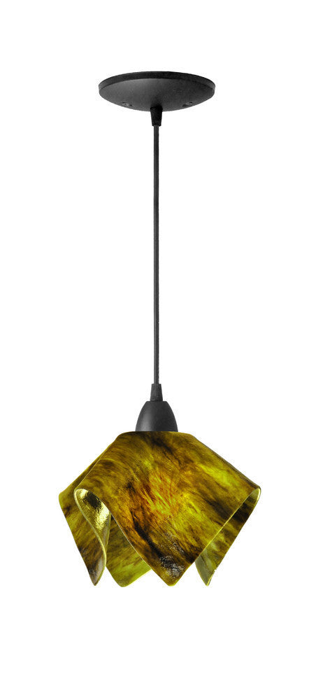 Small Jezebel Signature Flame Pendant, Treebark, Matte Black Base