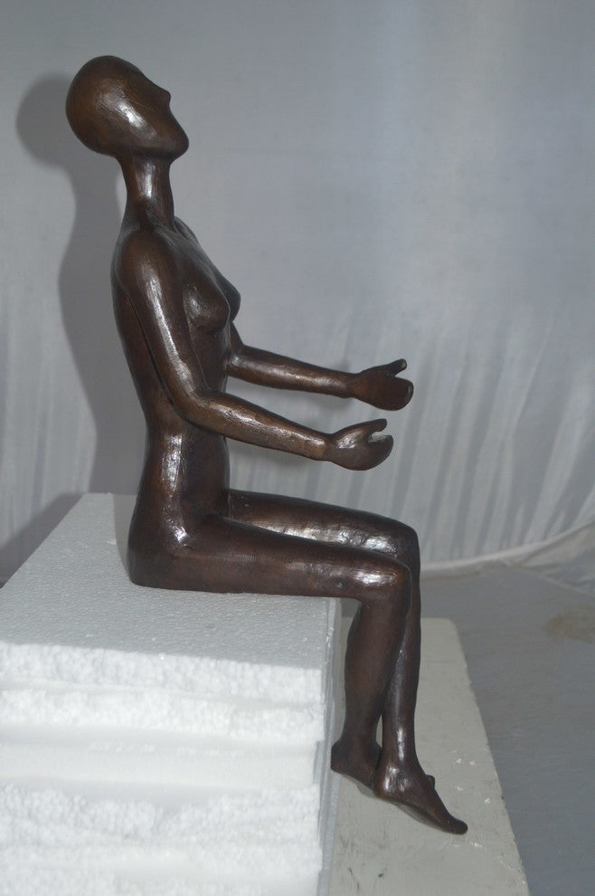 Abstract of Nude Girl sitting Bronze Statue -  Size: 9"L x 6"W x 21"H.