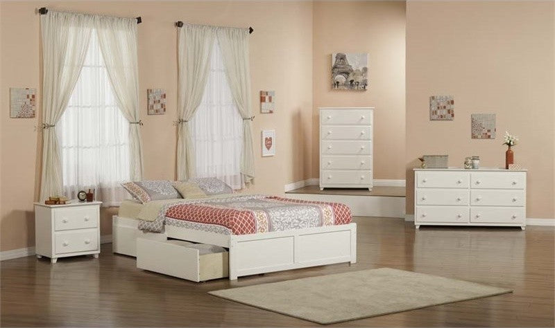 AFI Concord Urban King Storage Solid Wood Platform Bed with USB Charger in White
