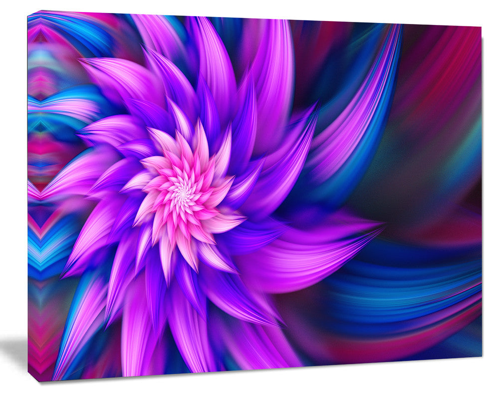 Huge Purple Fractal Flower, Large Floral Canvas Art Print, 60x40