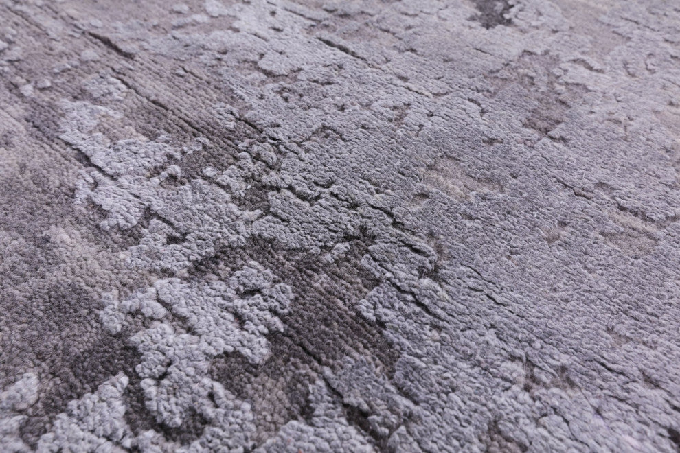 8' 1" X 10' 1" Hand Knotted Wool and Silk Abstract Rug Q7087