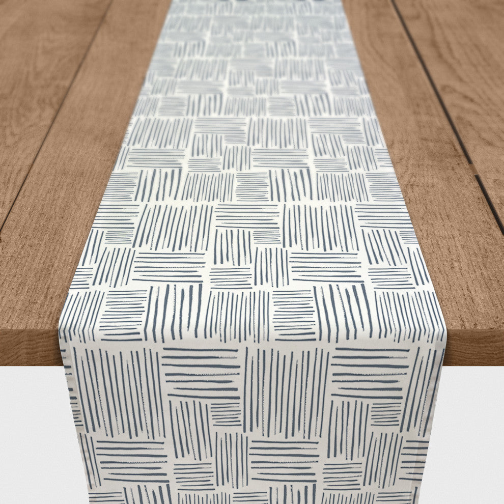 Dusty Blue Crosshatch 16x90 Cotton Twill Runner