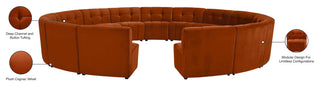 Limitless Velvet Upholstered 15-Piece Modular Sectional, Cognac