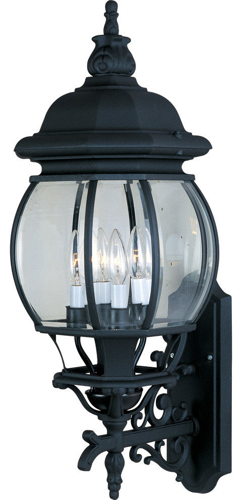 Crown Hill 4-Light Outdoor Wall Lantern, Black, Clear Glass