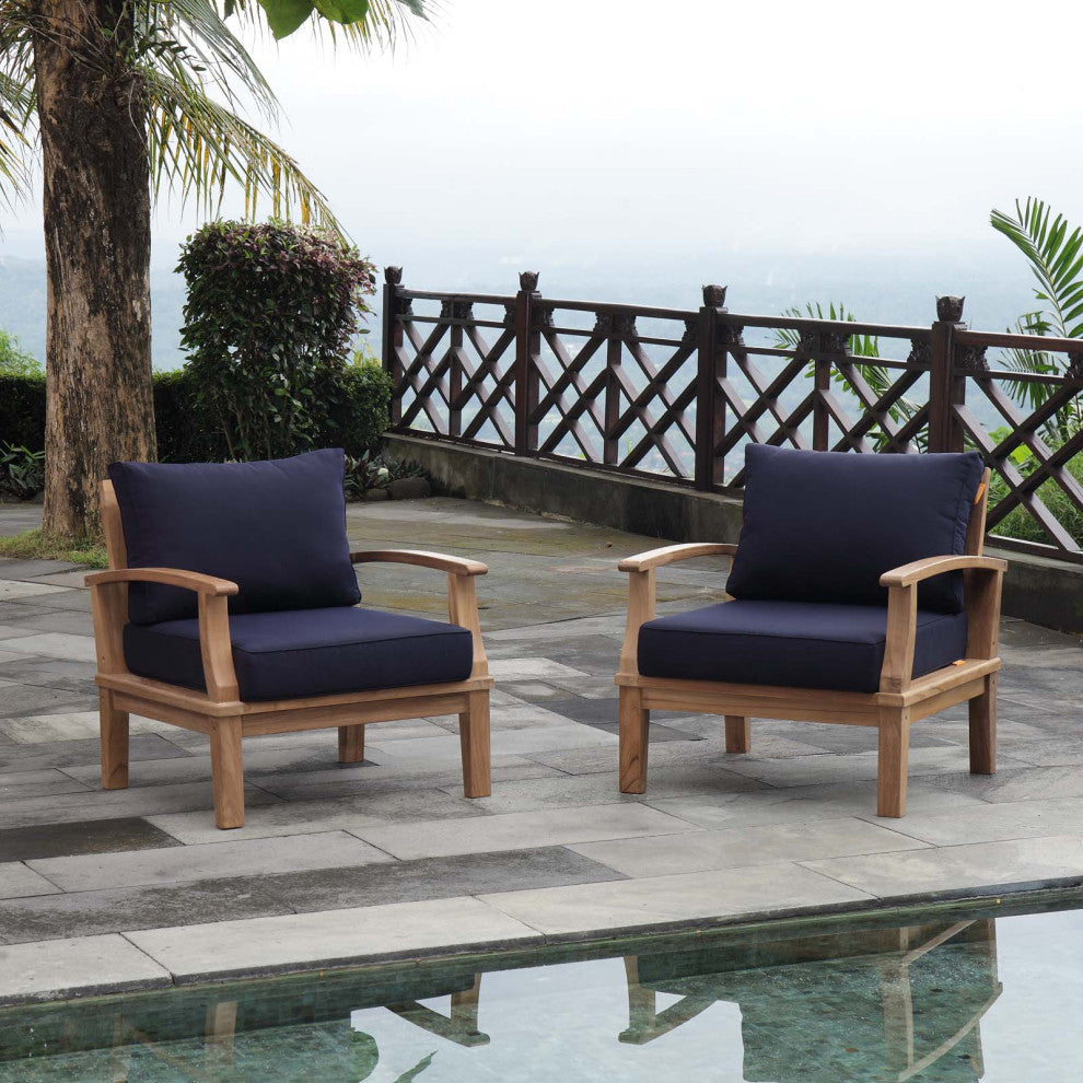 Marina Outdoor Patio Teak, Set of 2, Navy