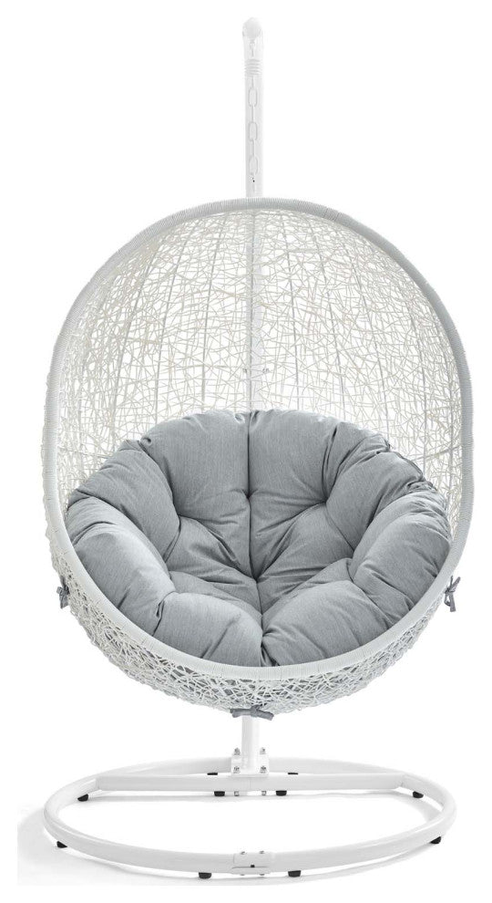 White Gray Hide Outdoor Patio Swing Chair With Stand