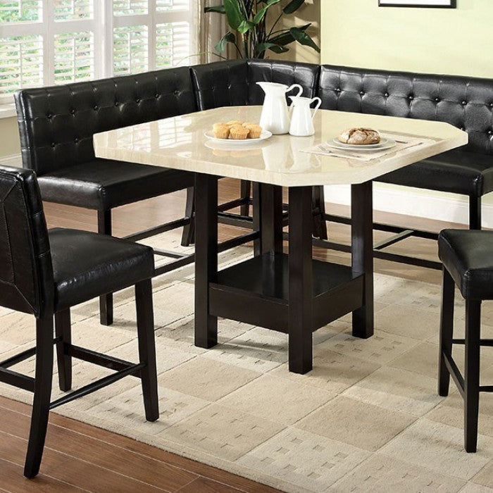 Marble Top Wooden Contemporary Counter Height Table, Black