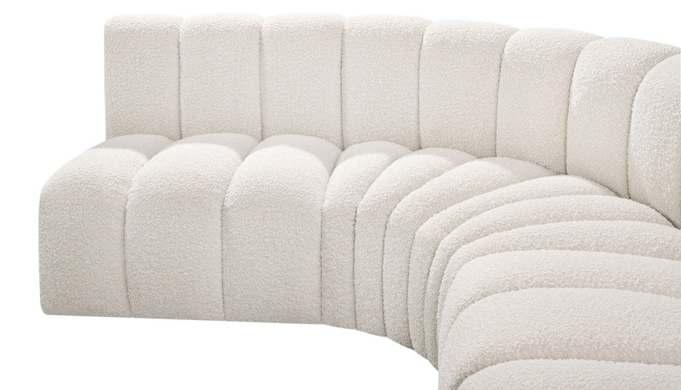Arc Boucle Fabric Upholstered 6-Pc. U-Shaped Modular Sectional, Cream