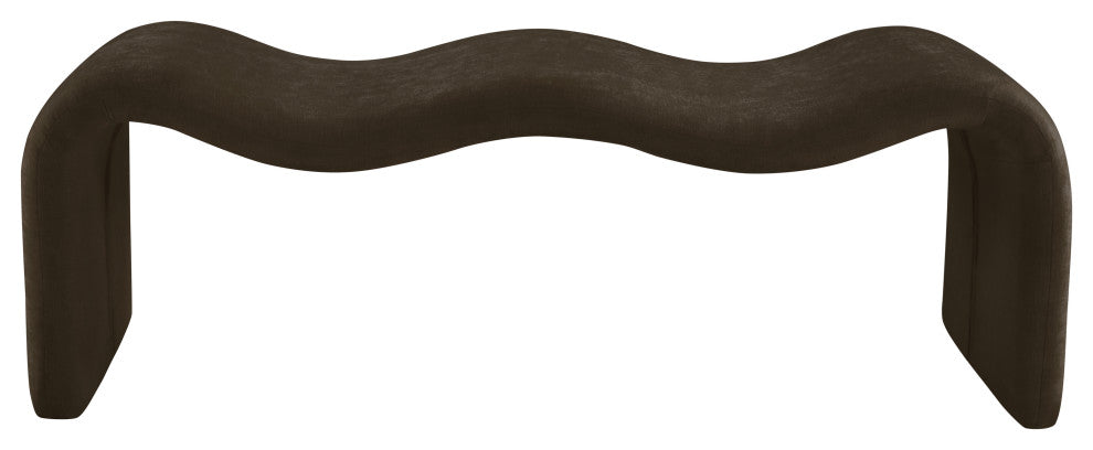 Willow Upholstered Bench, Brown, Chenille Fabric