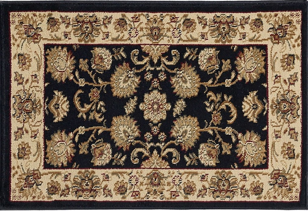 Gabrielle Traditional Oriental Black Scatter Mat Rug, 2' x 3'