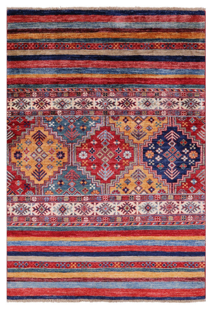 Tribal Khorjin Hand Knotted Wool Rug 3' 3" X 4' 9" Q8040