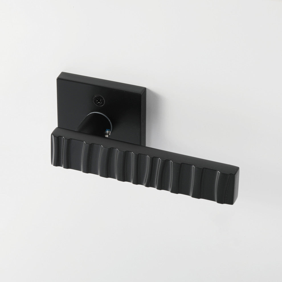 Modern Heavy Duty Designer Interior Door Lever - Groove Collection, Matte Black, Double Dummy