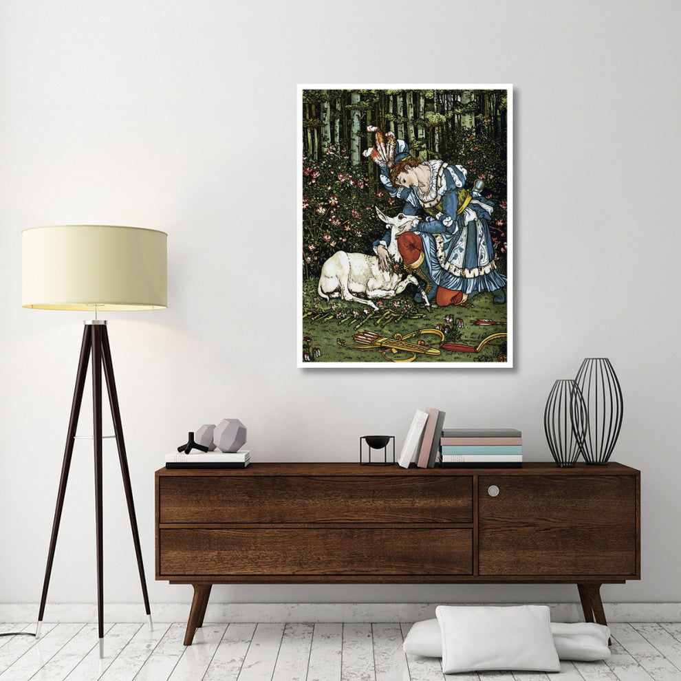 "Hind in the Wood - In the Forest" Digital Paper Print by Walter Crane, 38"x50"