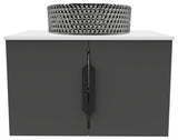 Wildsee Floating Vanity Set With Tempered Clear Glass Sink, Silver, 24", Black