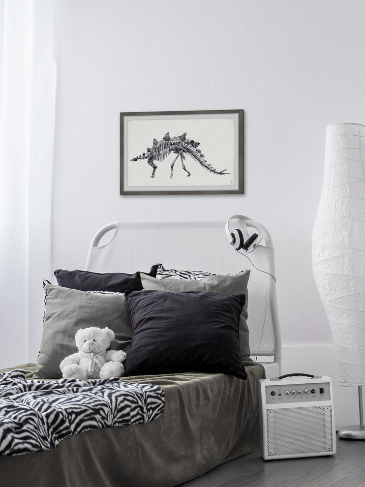 "Big Stegosaurus Skeleton" Framed Painting Print, 30"x20"