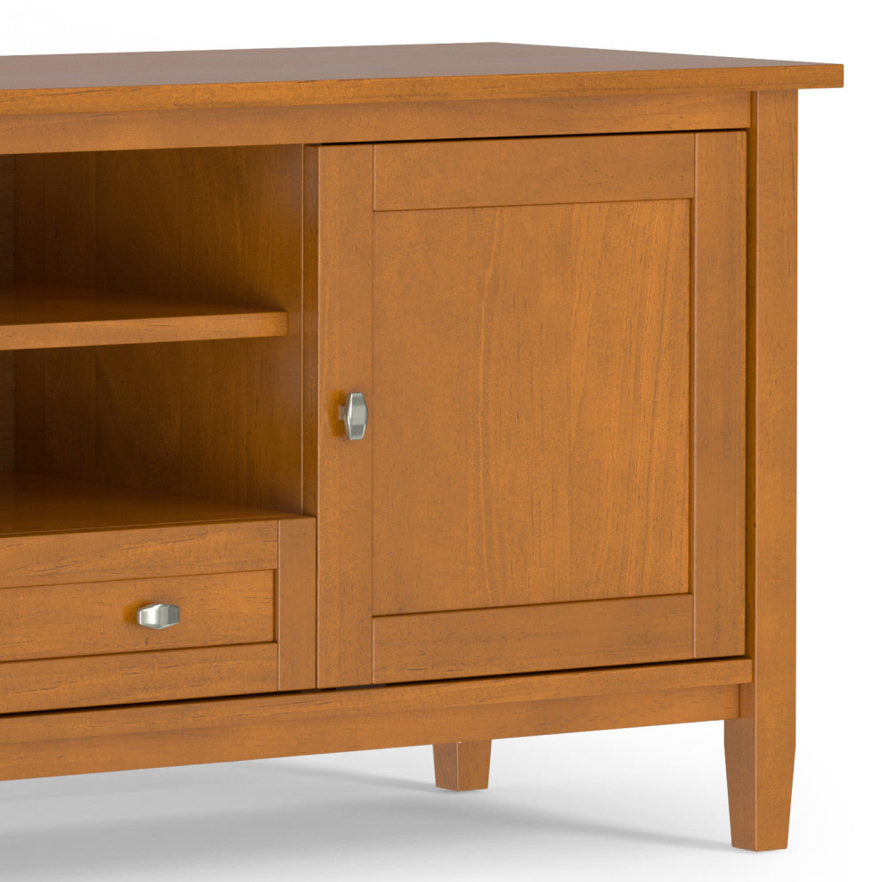 Warm Shaker Solid Wood 60" TV Media Stand, Light Golden Brown For TVs up to65"