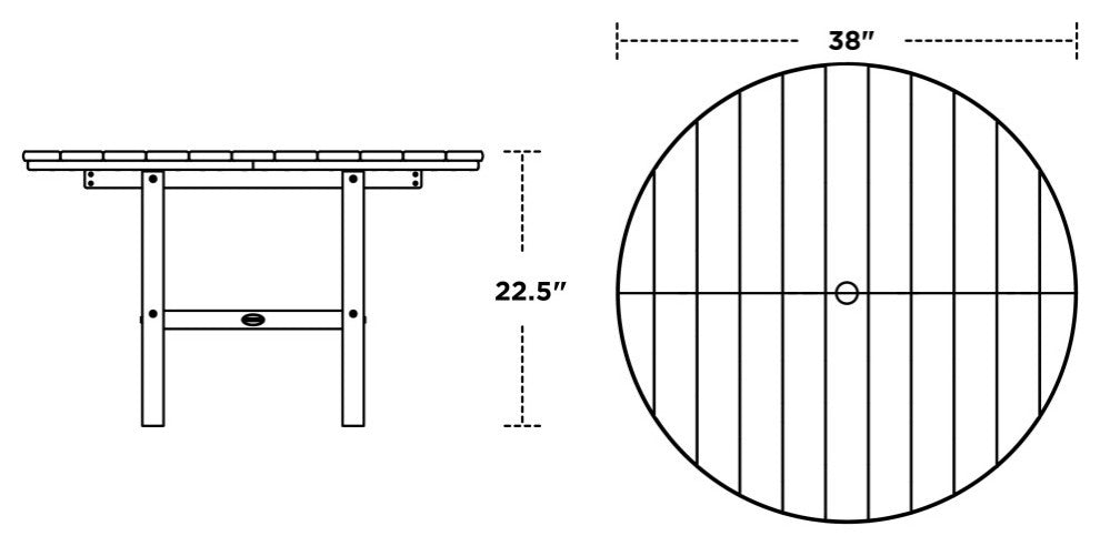 Polywood Kids 38" Dining Table, Pacific Blue