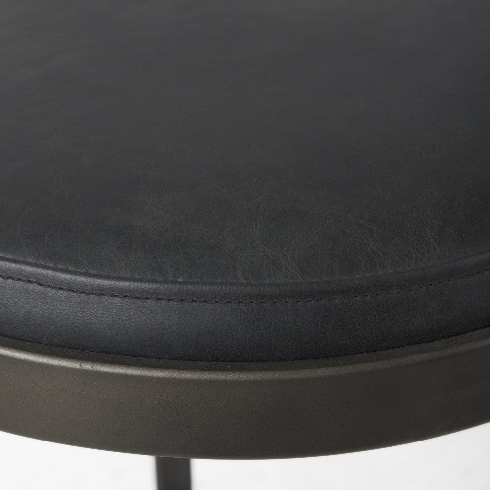 Black Leather C Shape Metal Counter Stool