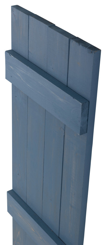 Traditional Board and Batten Exterior Shutters Pair, Blue, 72"