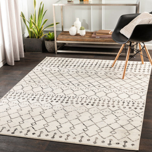 Surya Pisa PSS-2300 5'x7' Rug, Black/Ivory/Medium Gray/Light Gray
