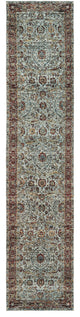 12' Runner Blue Red Green and Gold Oriental Power Loom Runner Rug