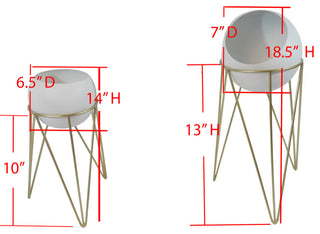 Mid Century Stand, Planter, White, Set of 2