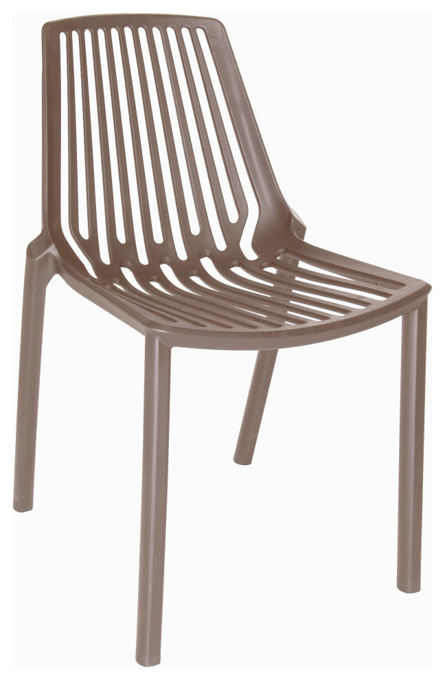 LeisureMod Acken Mid-Century Modern Plastic Dining Chair, Taupe
