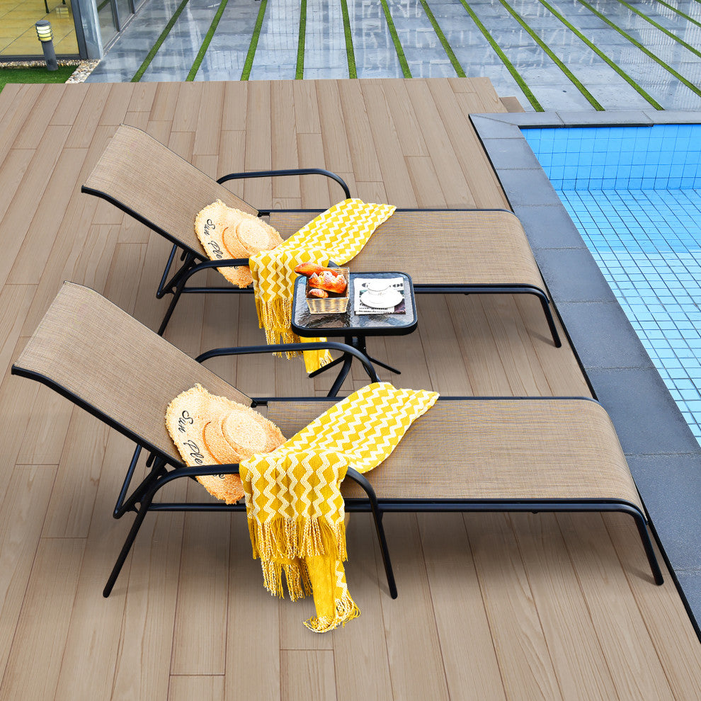 Costway 8PCS Patio Lounge Chair Chaise Adjustable Recliner Stack No Assembly