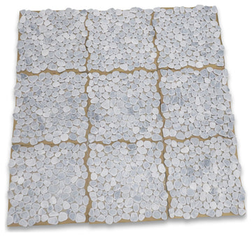 Bardiglio Gray Tumbled Marble Pebble Stone Non Slip Shower Floor Tile, 1 sheet