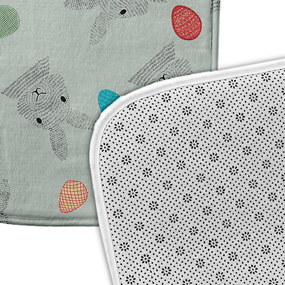 34" x 21" Bunnies and Eggs Bathmat, Breezeway Green