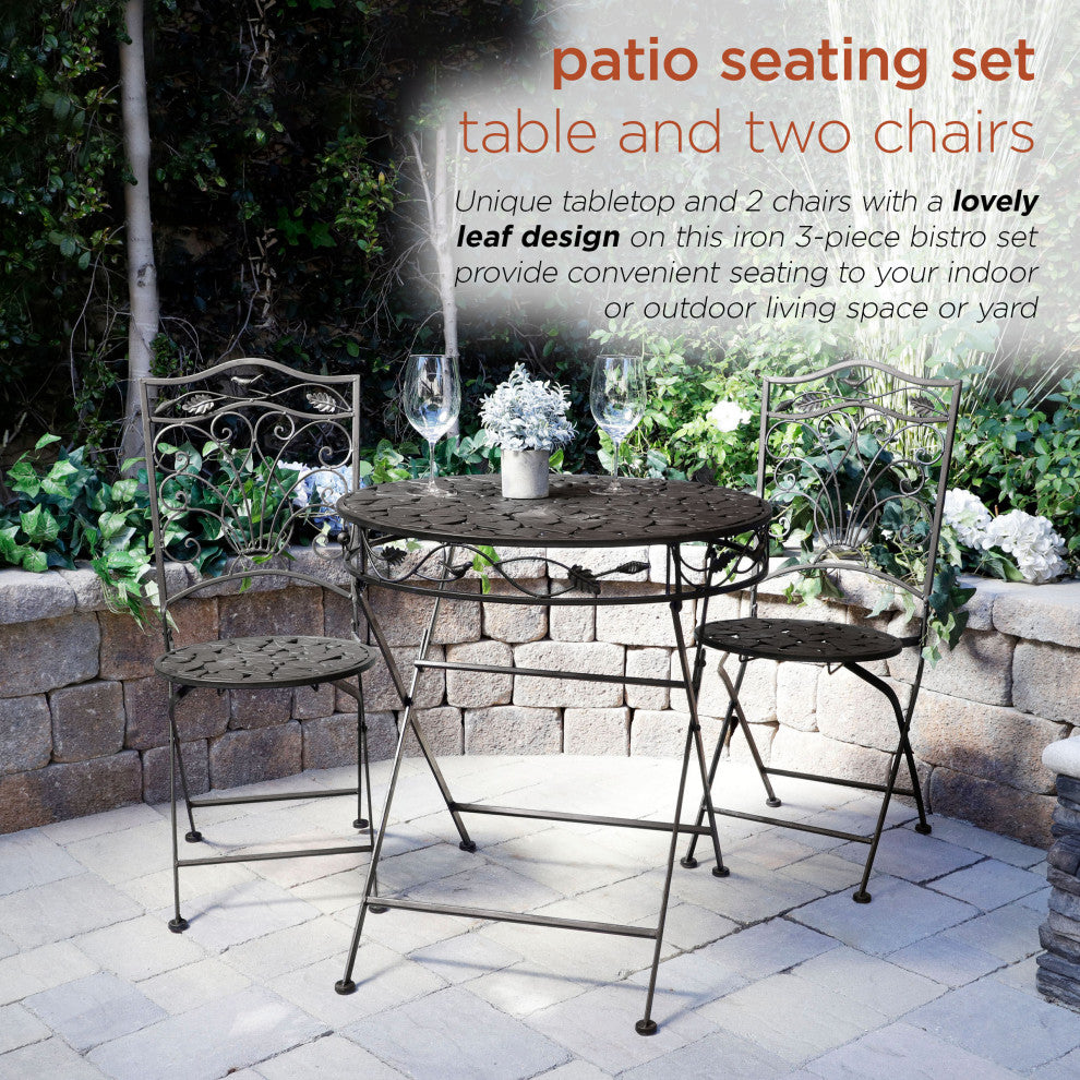 Iron 3-Piece Sun Leaves Bistro Set