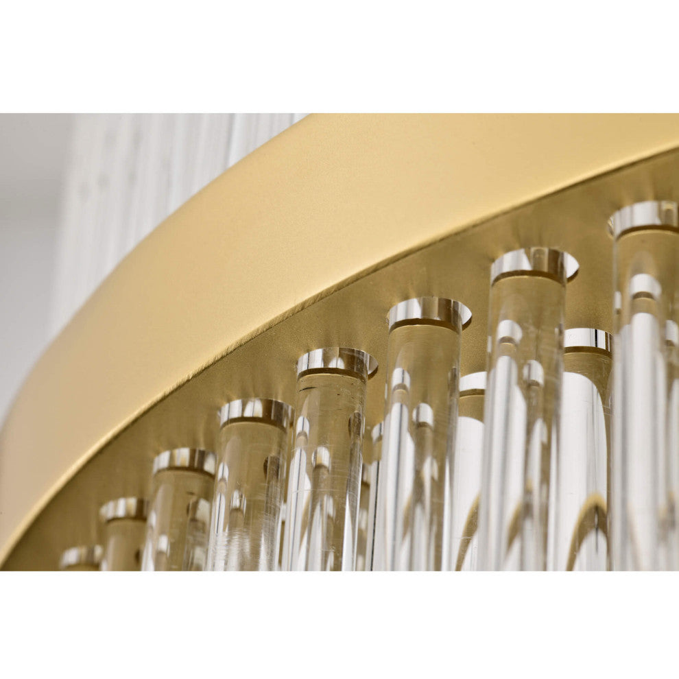 Casandra 5-light Modern Gold Drum Chandelier With Clear Glass Bars