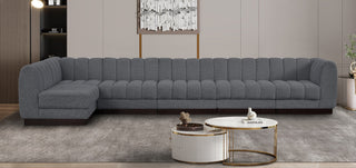 Quinn Chenille Upholstered 6-Piece L-Shaped Modular Sectional, Grey
