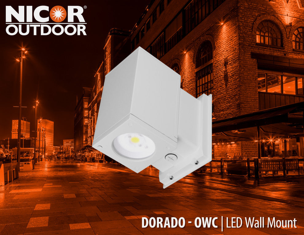 Dorado 22W Square LED Outdoor Wall Mount Cylinder Light, 3000K, White