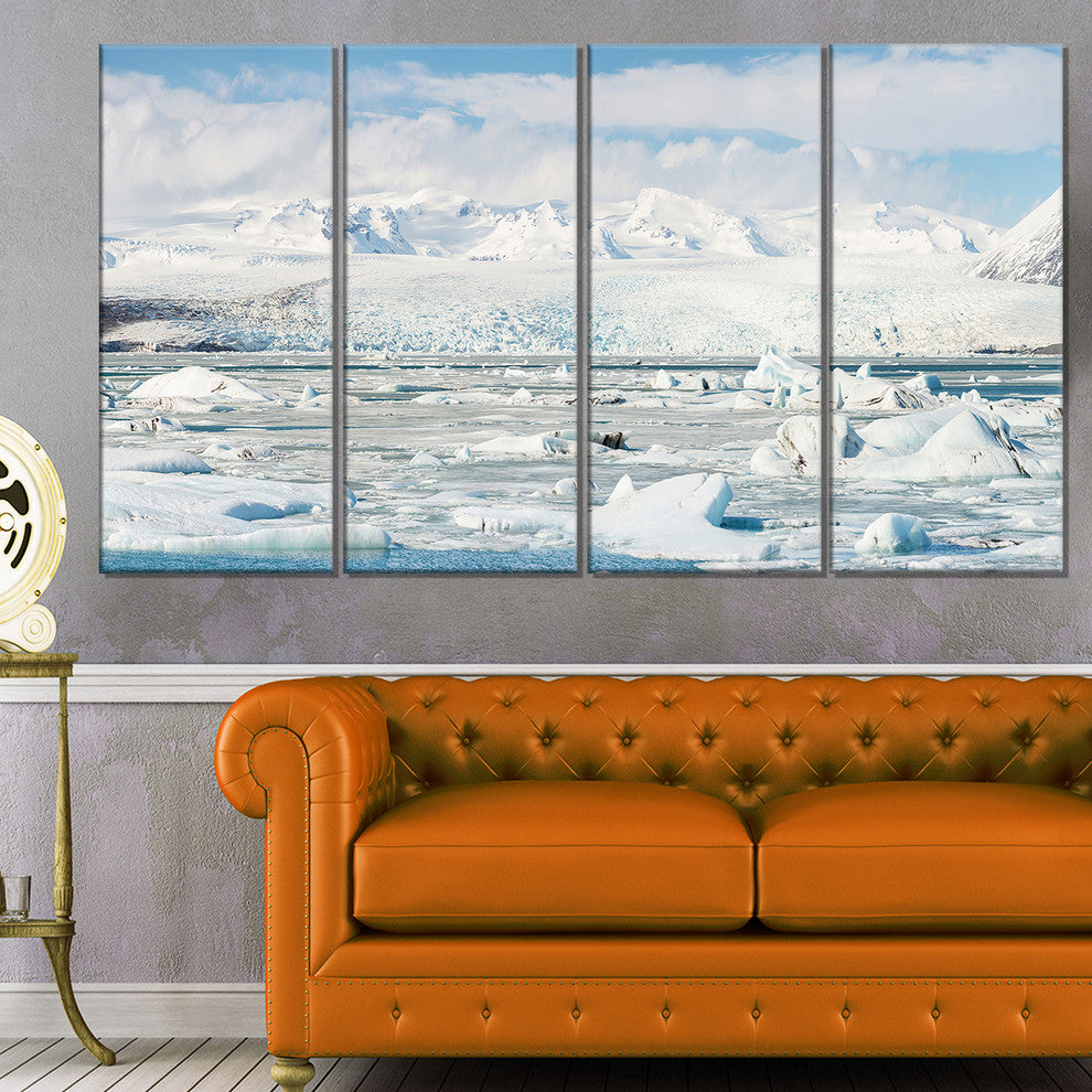 "Vatnajokull Glacier in Iceland" Landscape Wall Art, 4 Panels, 48"x28"