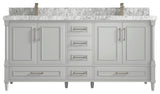 Aberdeen 72 Double Sink Bath Vanity in Coventry Gray 2" Carrara Marble