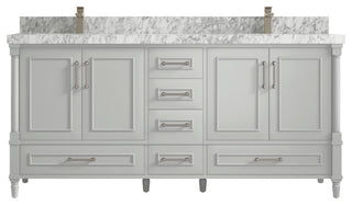 Aberdeen 72 Double Sink Bath Vanity in Coventry Gray 2" Carrara Marble