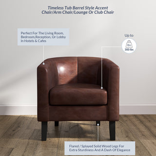 Modern Club Chair Barrel Design, Caramel