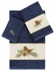 Linum Home Turkish Cotton Pierre 3-Piece Embellished Towel Set, Midnight Blue