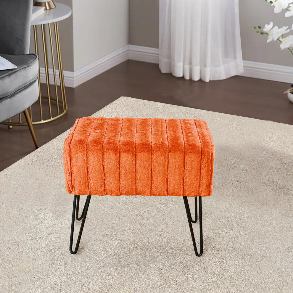 Serenta Super Mink Ottoman, Burnt Orange, 19''x13''x17''