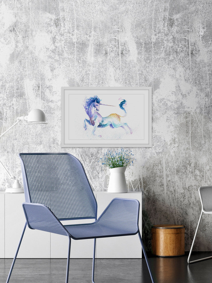 "Leaping Unicorn" Framed Painting Print, 18"x12"