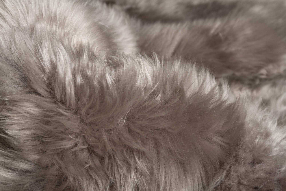 HomeRoots 48" x 72" x 2" Taupe Sheepskin Long-Haired Area Rug