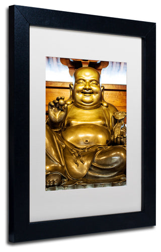 Philippe Hugonnard 'Gold Buddha' Art, Black Frame, White Matte, 14"x11"