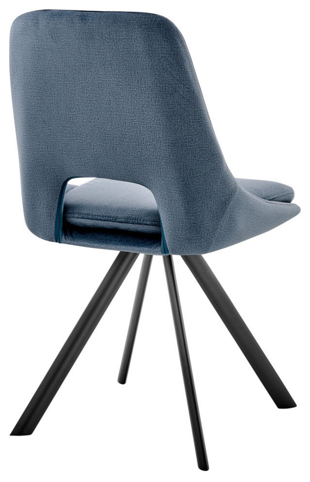 Lexi Dining Room Accent chair, Blue Velvet and Black Finish