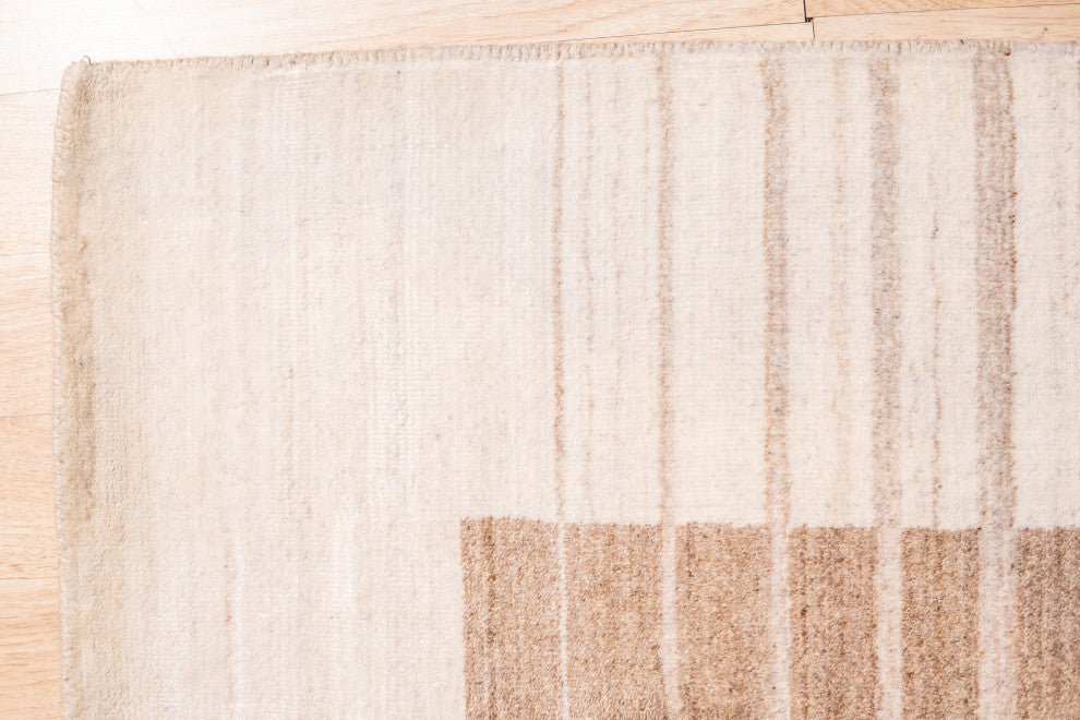 Ivory/Brown Urban Handmade Wool and Viscose Rug, 9' X 12'